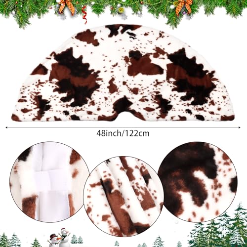 48-Inch Cow Stripe Faux Fur Christmas Tree Skirt - Elegant Decoration