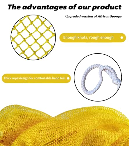 Authentic African Exfoliating Net Sponge - Yellow Shower Bath Body Scrubber