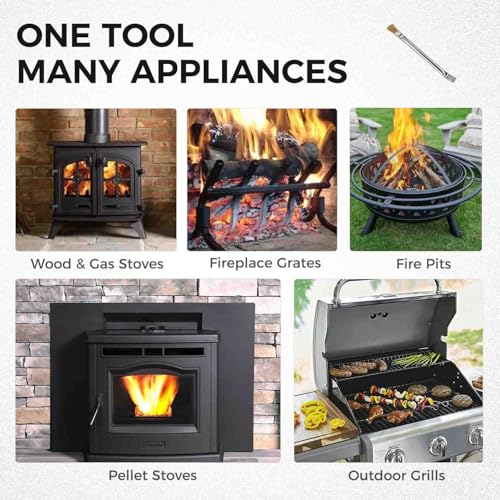 Pellet Stove Cleaning Brush with Scraper - 10" Long Handle for Ash Clean-Out