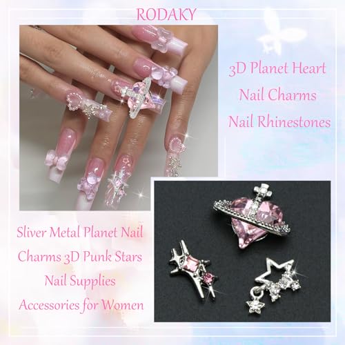RODAKY Star and Planet Nail Charms 12pcs Crystal Rhinestone Gems