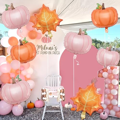 Pumpkin Foil Balloon Set, 21-Inch Fall Decor for Baby Shower & Birthday