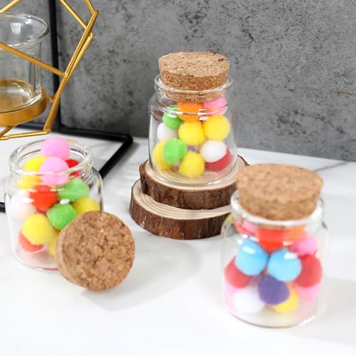 Magic Season Decorative Round Glass Bottles with Cork Stoppers - 2 Pack