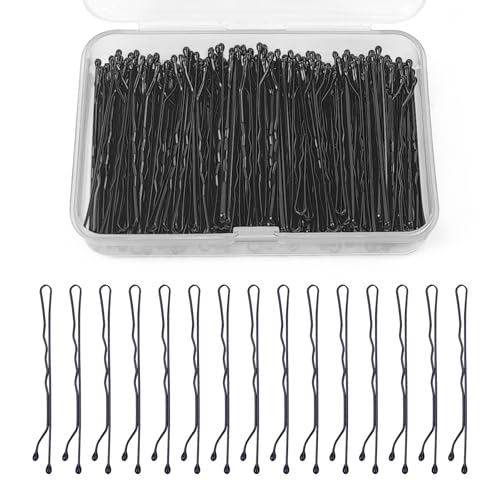 Black Bobby Pins 150Pcs Non-Slip Wavy Hair Pins with Storage Box