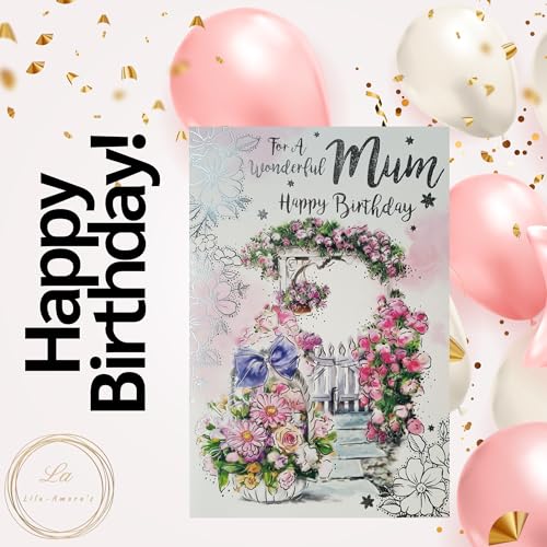 LA Lila-Amora Floral Happy Birthday Card For Mum