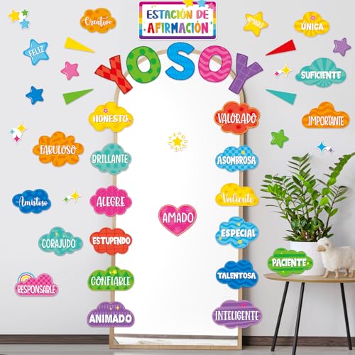 Gersoniel 44-Piece Spanish Affirmation Station Bulletin Board Set, Colorful
