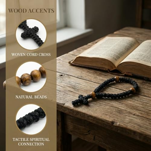 Orthodox Prayer Rope Bracelet with 33 Knot Beads & Cross Charm
