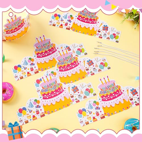 Outus Vivid Style 42 Pcs Kids Birthday Crowns with Elastic Band - Party Supplies