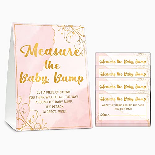 Baby Shower Game Set Measure the Baby Bump with Sign and 50 Cards