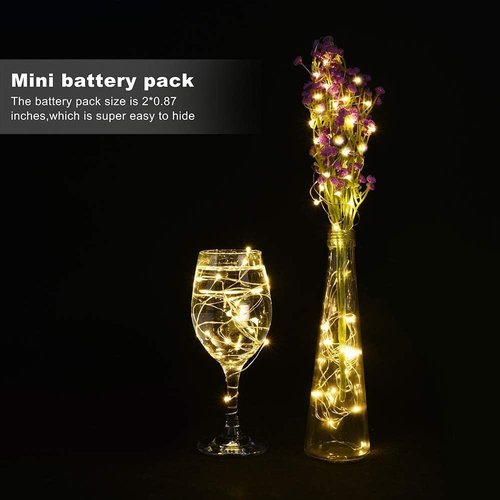 Fairy Lights 24 Pack - Battery Operated 3.3ft 20 LED Warm White Silver Wire for Weddings & DIY Decor