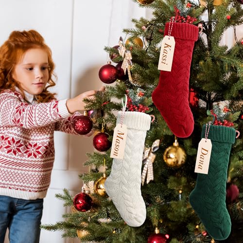 Christmas Stocking Bulk Set 18 Inch with Variations Burgundy Green Ivory