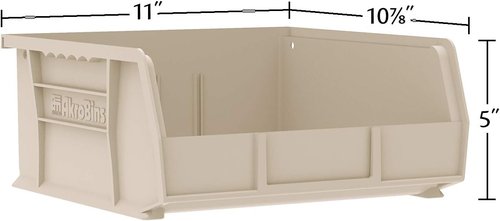 Akro-Mils Plastic Storage Bins - Space-Saving Stackable Organizers for Garage & Pantry | 11" x 11" x 5", Black, 6-Pack