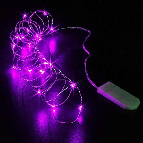 HDSHIMAO 3 Pack Battery Operated Fairy Lights 6.6ft 20 LED Silver Wire Purple