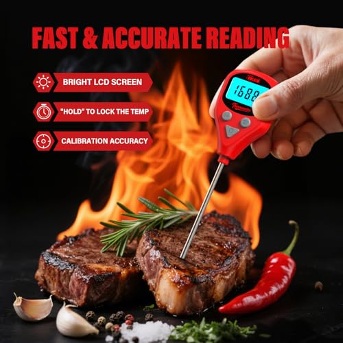 AWLKIM Digital Meat Thermometer with Dual Probes - Instant Read, USB-C Rechargeable, Waterproof for Grilling & BBQ