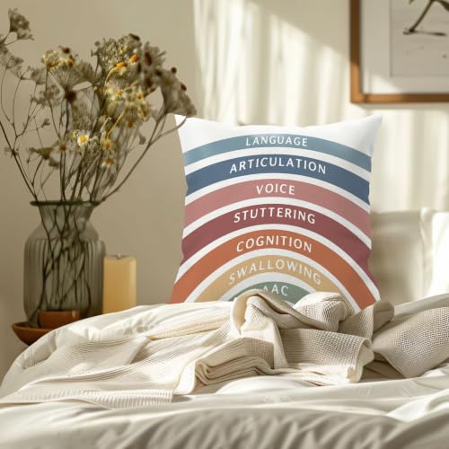 Boho Rainbow Mental Health Pillow Cover 18x18 - Back-to-School