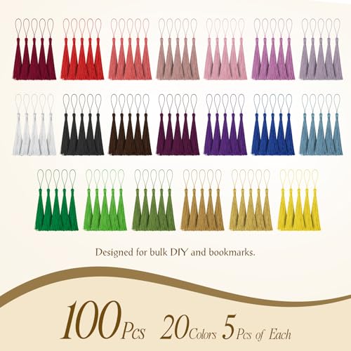 20 Color Mini Tassel Set for Bookmark Crafting – 100pcs Mix