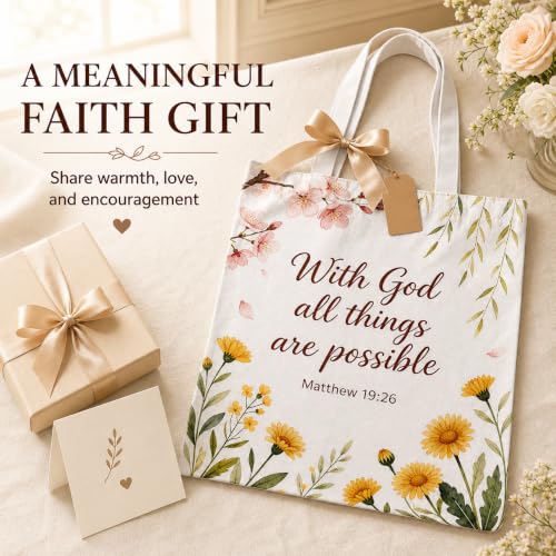 Christian Bible Verse Canvas Tote Bag - Faith Gift for Girls