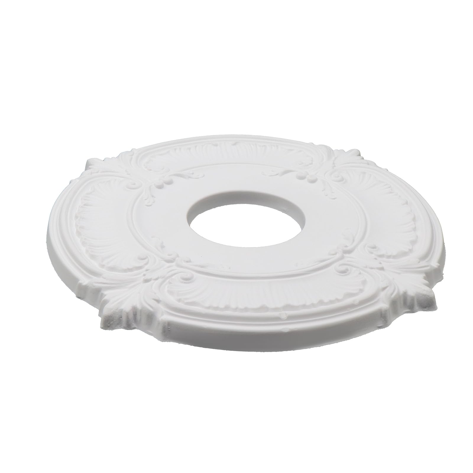 Wealrit 2 Pcs White PU Ceiling Medallions Decorative Home Lighting Ceiling Medallions Round Ceiling Fans Chandeliers Ceiling Medallion Ring for Light Fixtures 11.8" OD x 3.5" ID(Style 3)
