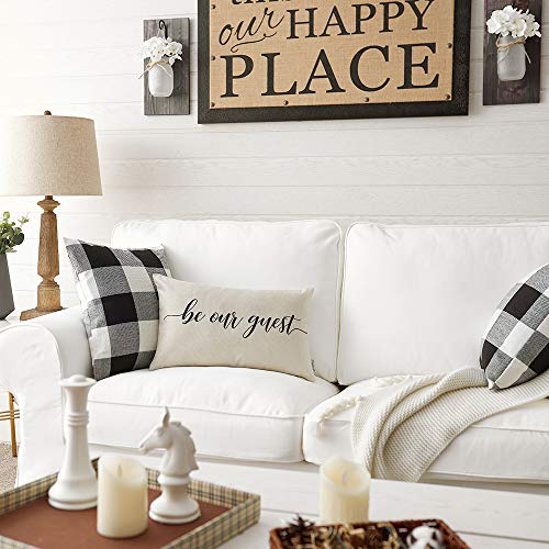 Meekio Rustic Farmhouse Pillow Cover with 'Be Our Guest' Quote - 12" x 20"