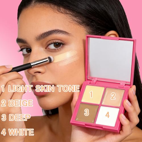 4-Color Concealer Palette with Brushes Full Coverage Face Makeup