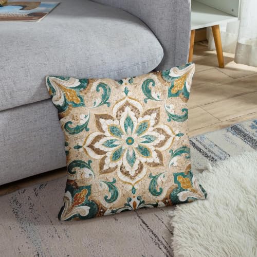 Emvency 20x20 Inch Moroccan Vintage Tile Throw Pillow Cover