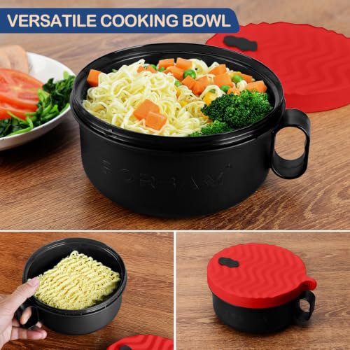 RORBAM 48 oz Microwave Ramen Cooker Bowl - BPA-Free Noodle Maker - Red