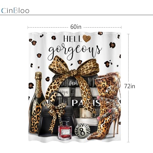 Brown Leopard Cheetah Print Shower Curtain Set for Bathrooms