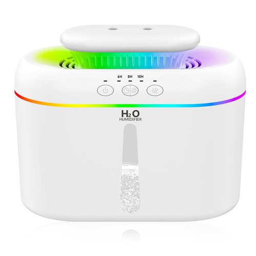 2L humidifiers for bedroom humidifier Home Ultra-Quiet 28 dB Quiet Supersized Cool Mist Air Humidifier for Baby Nursery，Dual Nozzie，Easy to Clean & Fill, 7 Color NightLight (White)