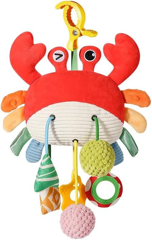 Car Seat Toys for Babies by [Brand Name] - Engaging Hanging Activity Toy with Plush Rattle & Mirror | Perfect for Stroller, Crib & Gym