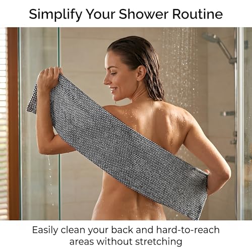 Zelqwv Black Exfoliating Shower Towel for All Skin Types – Reusable Body Cloth