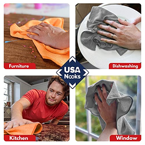 USANOOKS Ultra-Absorbent Microfiber Cleaning Cloths - 8 Pack