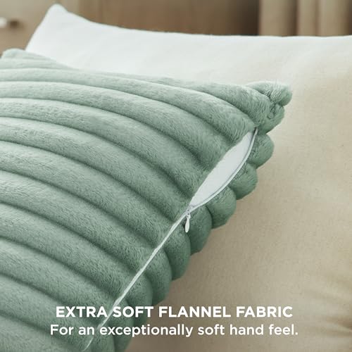 Bedsure Green Striped Throw Pillow Covers (Pack of 2) - 18x18