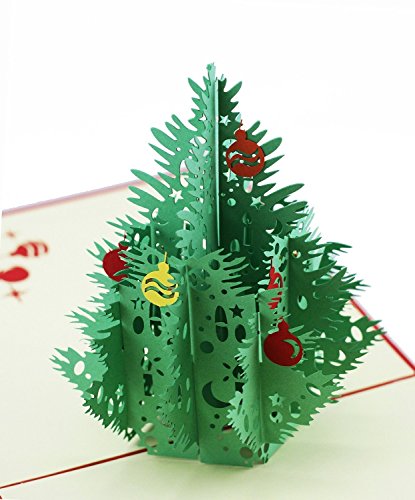 3D Pop Up Christmas Tree Greeting Card with Envelope - Pack of 1 - Holiday Xmas & New Year