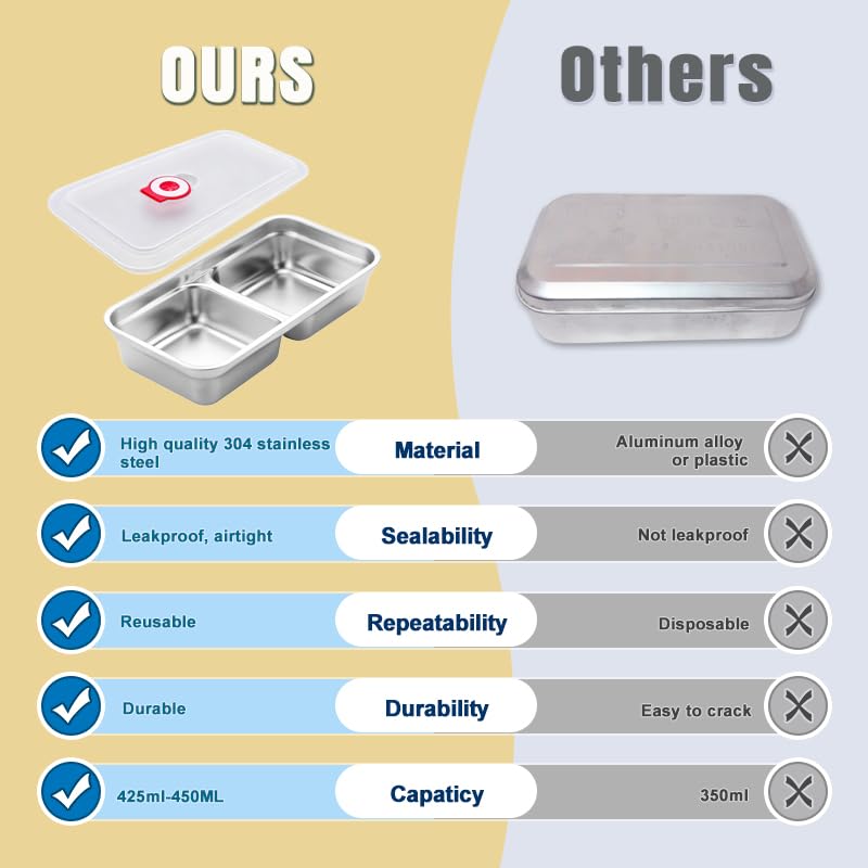 304 Stainless Steel Double Compartment Snack Container