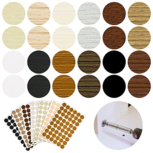 Tenare 648 Pcs Adhesive Screw Hole Cover Stickers - Classic Wood Grain