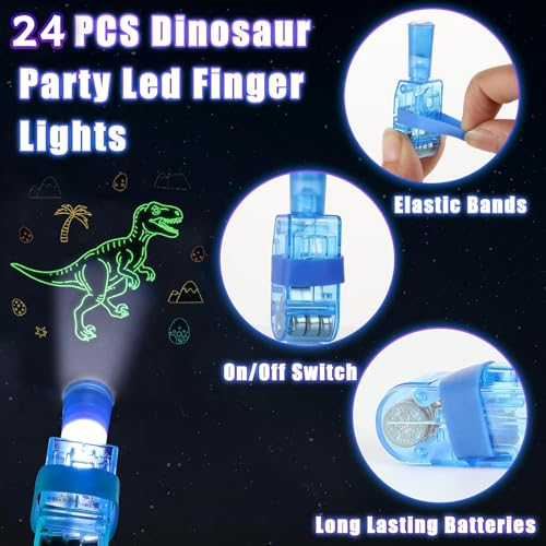 24PCS Dinosaur LED Finger Lights - Fun Party Favors for Kids