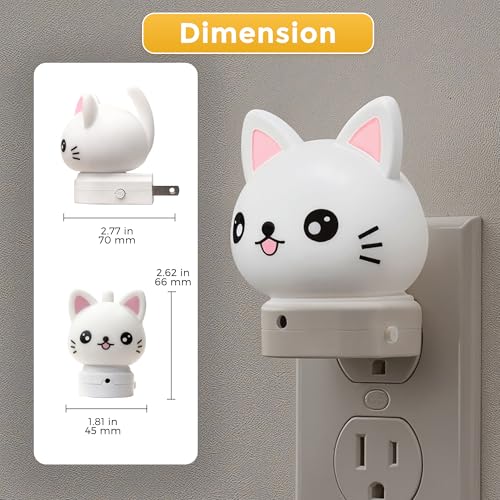 L LOHAS 3D Cat LED Night Light, Dusk to Dawn Sensor, RGB & Soft White