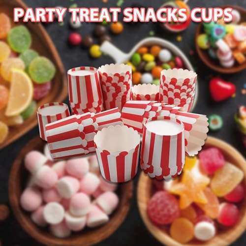Mini Red Striped Baking Cups - Disposable Paper Muffin Liners for Cakes, Cupcakes, Snacks