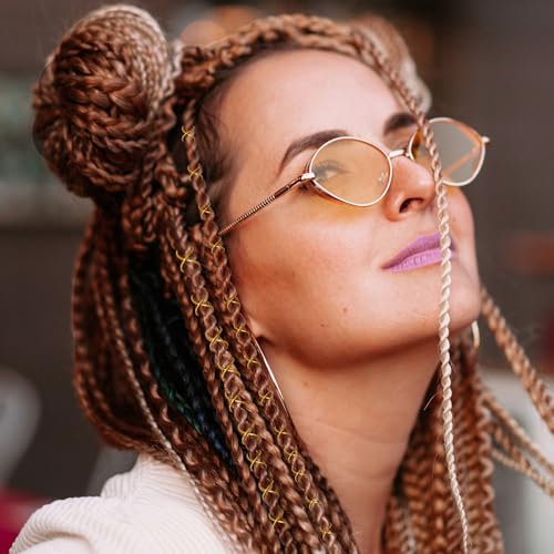 Sliverdew 4 Pack 5M Gold Hair Strings for Braids and Dreadlocks