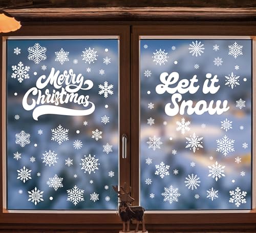 335 Pcs Snowflake Christmas Window Clings - Winter Decor Set