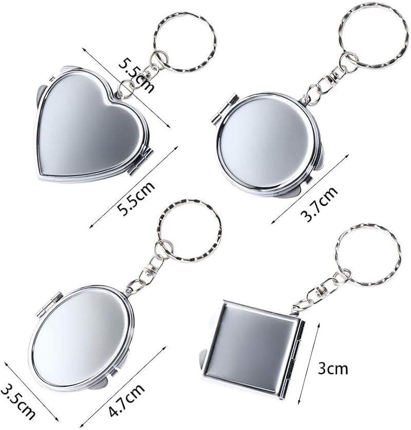 Metal Pocket Compact Mirror Keychain Portable Folding Cosmetic Mirror