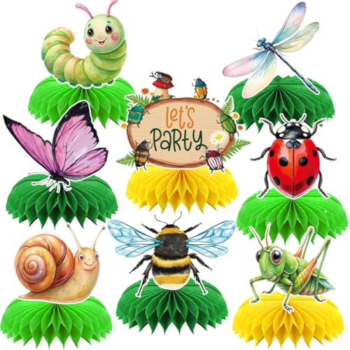 Bug Honeycomb Centerpieces - 8-Piece Insect Themed Party Decorations