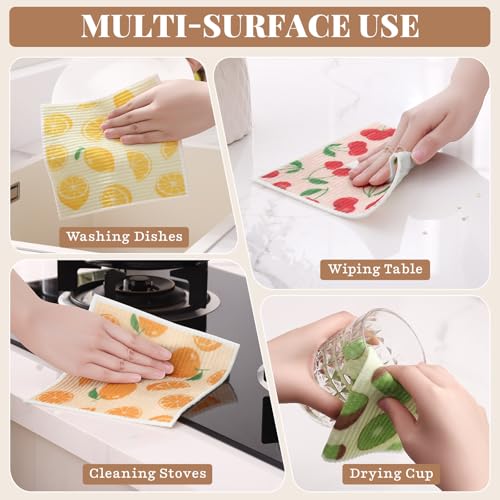 Homaxy Swedish Dishcloths - 6 Pack Reusable, Absorbent & Odor-Free