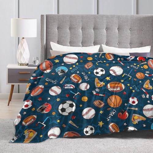 Exroozy Sports Ball Fleece Throw Blanket for Kids, Soft Plush 50"x40"