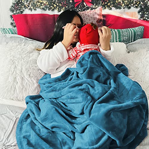 Bedsure Queen Size Teal Fleece Blanket - Soft, Lightweight, Plush Microfiber