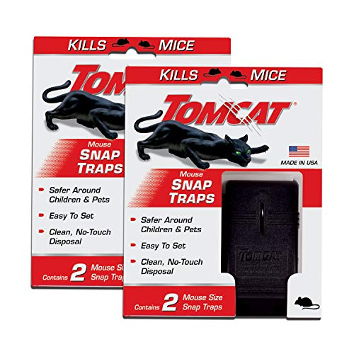 Tomcat Mouse Snap Trap - 4 Reusable Indoor/Outdoor Traps with No-Touch Disposal