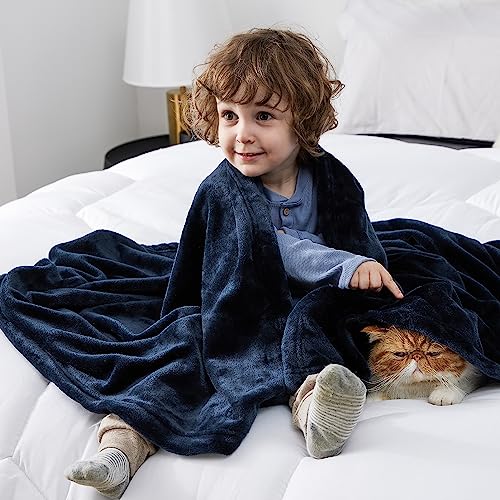 Bedsure GentleSoft Kids Fleece Throw Blanket, Navy, 43x55 Inches