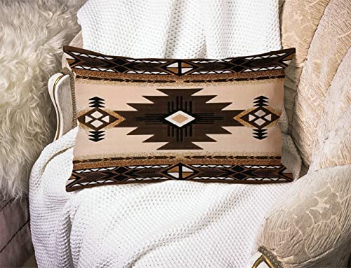 Solekla Aztec Lumbar Pillow Cover 12x20” - Cotton Linen Decorative Cushion