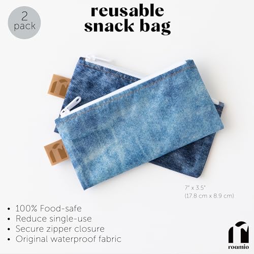 Bumkins Roamio Reusable Snack Bags - Denim On Denim, 2-Pack