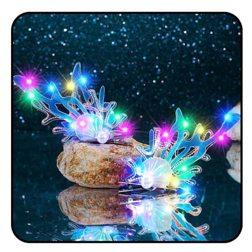 JEAIRTS LED Light Up Mermaid Shell Hair Clips for Women
