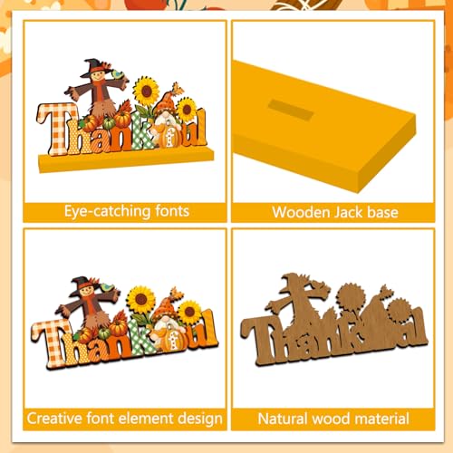 Fall Pumpkin Wooden Centerpieces Set for Thanksgiving Home Decor 3pcs
